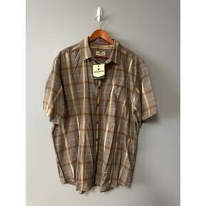 Woolrich Mens XL Plaid Short Sleeve Button Down Shirt Brown Tan NWT Outdoor